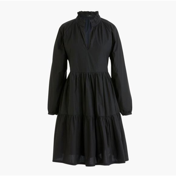 J. CREW Poplin Mini Dress Size S Black Tiers Long Sleeve Business Casual Classic - Picture 6 of 16